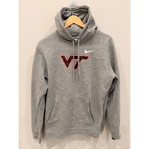 Virginia Tech Hokies Hoodie Mens Medium Gray NCAA Football Nike‎ Fleece VT